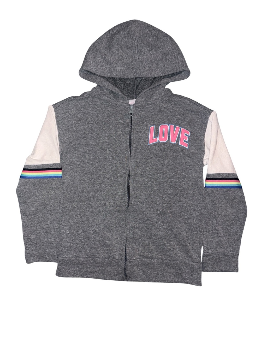 The Children’s Place Girls' Gray Zip Hoodie with Pink LOVE Graphic